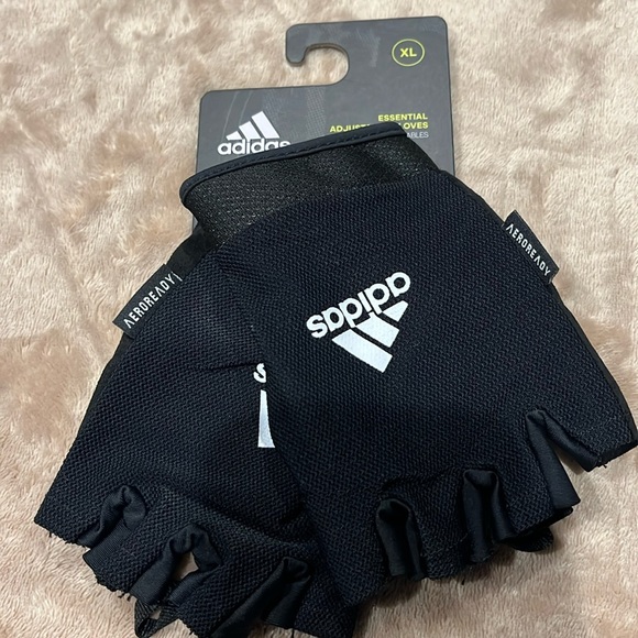 Adidas Climalite Size XL Unisex  Adjustable  Essential Gloves Black White Padded - Picture 2 of 5